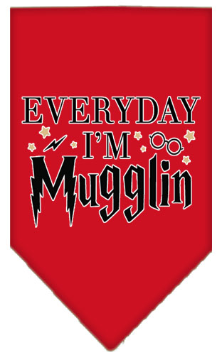 Everyday I'm Mugglin Screen Print Bandana Red Large